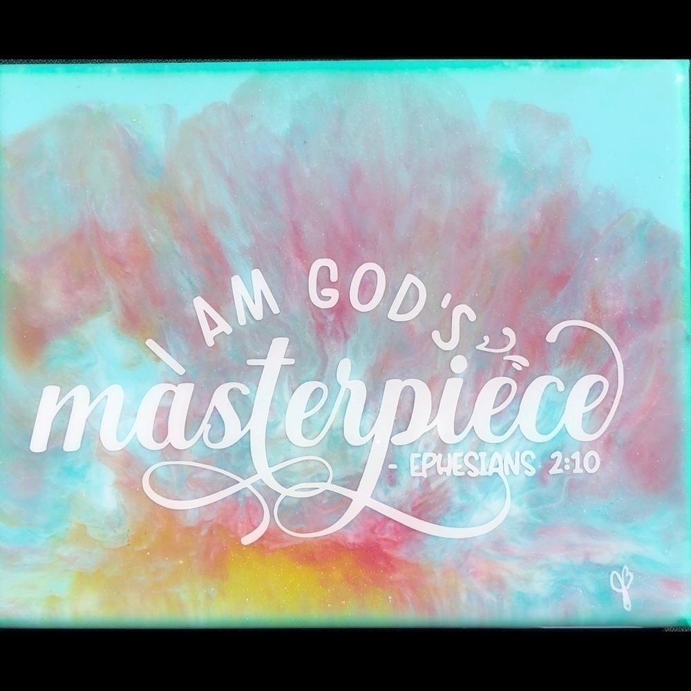 CUSTOM Inspirational “I Am God’s Masterpiece” 8”x 10” Rectangular Resin Wall Art